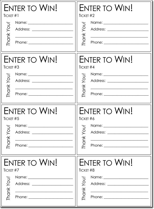 the printable ticket to win is shown