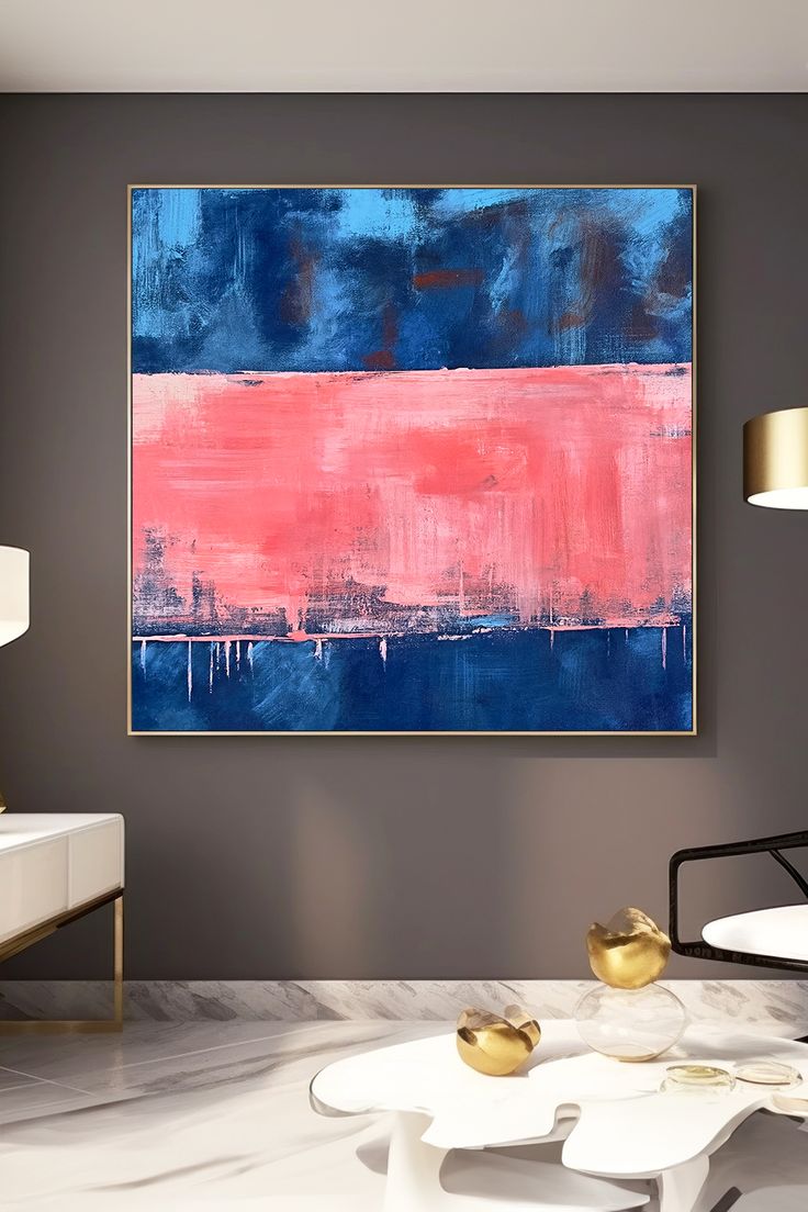 Original handmade blue and pink abstract painting with textured brushstrokes on canvas, modern wall art for home decor Pink And Blue Abstract Art, Blue Abstract Art, Pink Abstract, Blue Abstract, Blue And Pink, Abstract Wall, Art Original, Abstract Wall Art, Color Palette