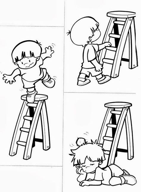 four steps to climbing up and down the ladders