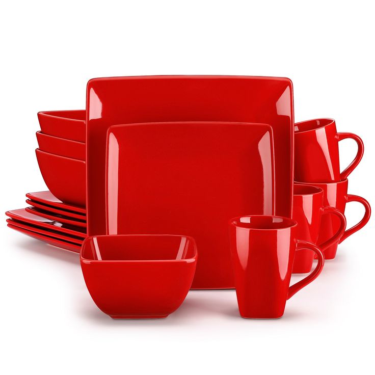 PRICES MAY VARY. 【Unique SOHO Series Design】Presents vancasso dinnerware set in square design with elegant red finish in a modern style look. The elegant silk glaze gives the service a noble and high-quality touch in the colors. A real highlight on the laid table! Absolutely beautiful dinner service 【Stackable & Easy to Clean】Soho's bottom design make them easily stack on each other, no matter how many pieces you buy, you can stack plate set together to save cupboard space without toppling risk. Square Dinnerware Set, Plate Dessert, Red Plates, Plates And Bowls Set, Stoneware Dinnerware Sets, Stoneware Dinnerware, Kitchen Dinnerware, Red Square, Porcelain Dinnerware