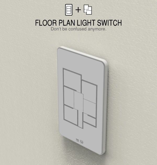 the light switch is white and has four square buttons on each side, which are highlighted in black