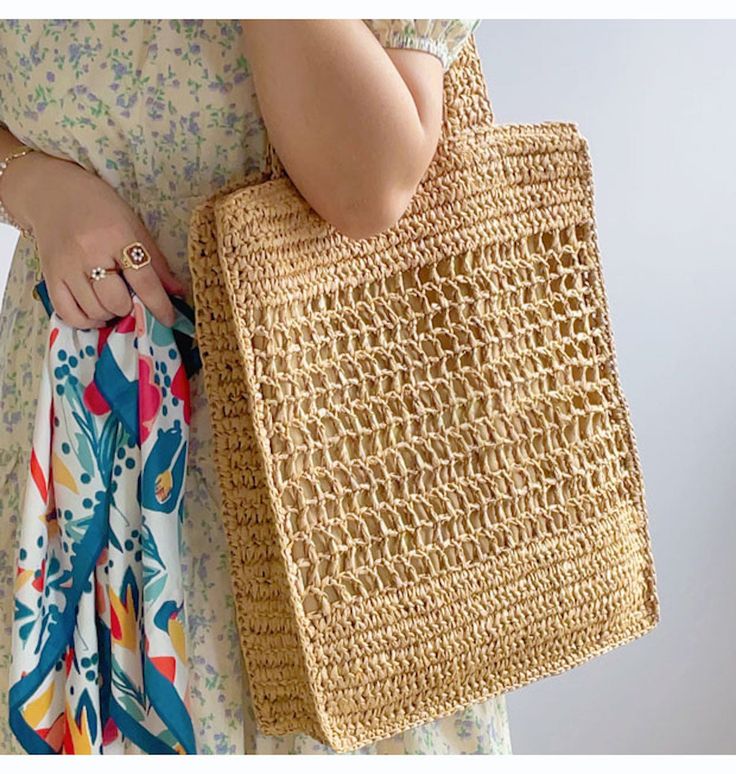 Chic simple straw woven tote bag perfect for summer outfit. Size approximately 37cm x 37cm (14.5in x 14.5in) Designer Style ID: 8329 Chic Straw Woven Tote Bag, Vintage Vibes, Summer Bag, Everyday Shoulder Bag, Beach Bag Rectangular Beach Bag For Spring Shopping, Spring Rectangular Beach Bag For Shopping, Rectangular Spring Beach Bag For Shopping, Rectangular Spring Beach Bag, Square Straw Bag For Vacation, Spring Woven Crochet Bag For Shopping, Casual Jute Straw Bag For Shopping, Square Summer Shopping Bag, Spring Shopping Bag In Natural Fiber