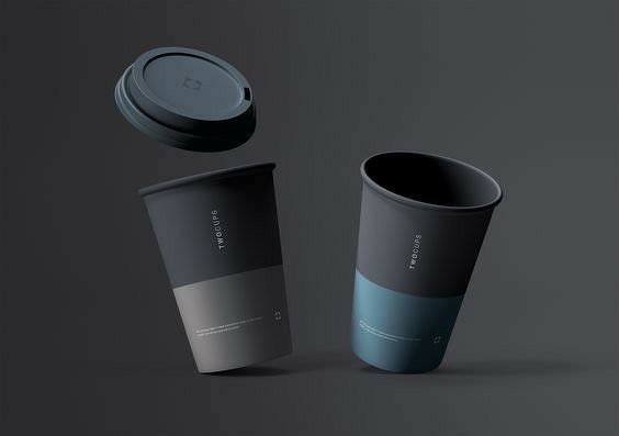 two cups with lids are shown next to each other on a gray background, one is empty and the other has a lid