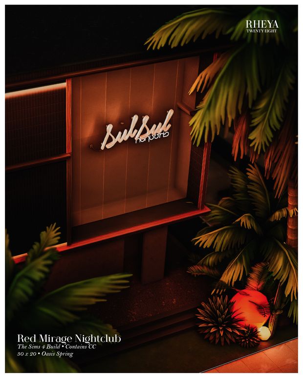 an advertisement for red mirage nightclub featuring palm trees and the word sulki on it