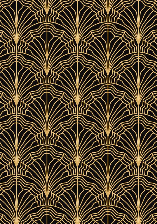 an art deco wallpaper with gold and black designs