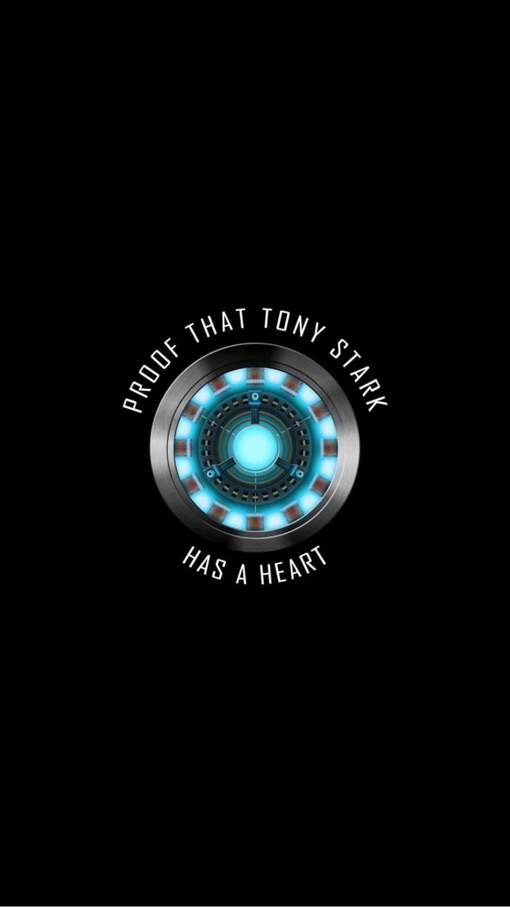 the iron man logo is shown in this dark background, with blue lights on it