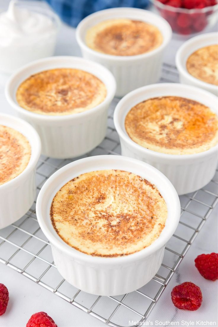 baked desserts with raspberries on a cooling rack