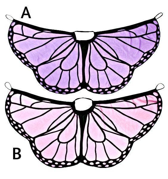 two purple butterflies with the letter a and b in each one's upper half