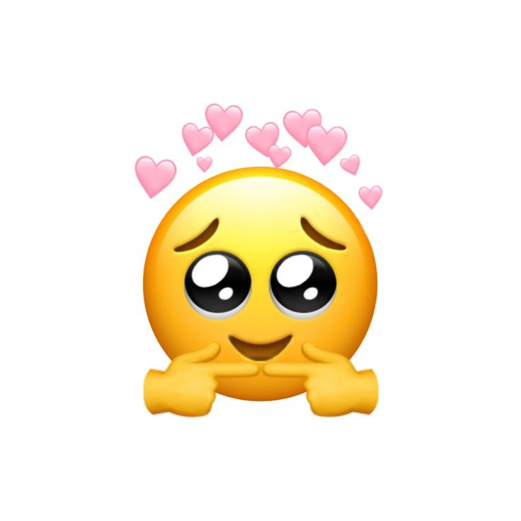 a yellow emoticure with hearts on its head