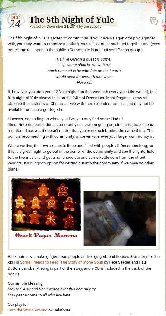 an email page for the 5th night of yule