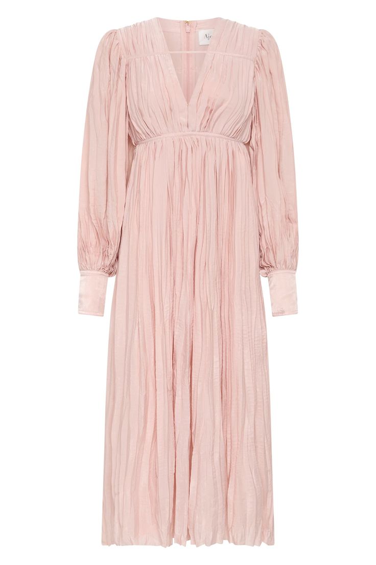 Catalyst Pleated Midi Dress | Blush Pink | Aje – Aje ROW Knit Jumpsuit, Ruched Midi Dress, Denim Accessories, Pleated Midi Dress, Black Cocktail Dress, White Maxi Dresses, Womens Midi Dresses, Pleated Dress, Guest Dresses