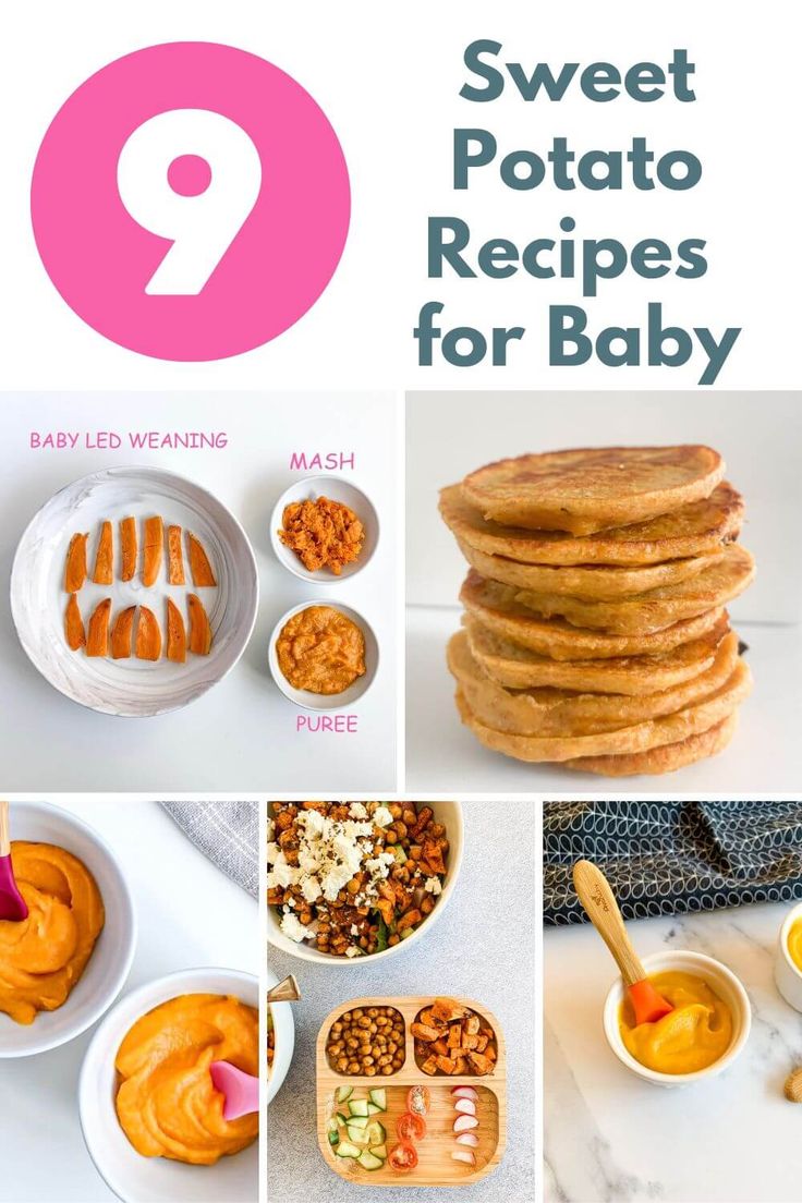 sweet potato recipes for baby with text overlay that reads 9 sweet potato recipes for baby