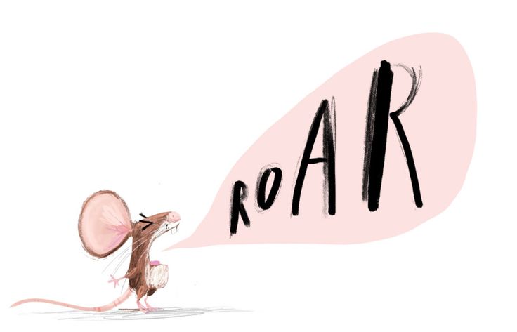 a drawing of a mouse with the word roar written on it