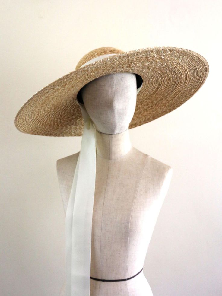 Wide brimmed straw hat Adeline | Etsy Long Chin, Custom Made Hats, Magazine Shoot, Wide Brim Straw Hat, Outfit Ideas 2024, Bow Style, Fancy Hats, Beautiful Hats, Wide Brimmed Hats