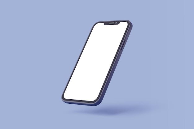 an iphone with a blank screen on a blue background is seen in this image, it appears to be floating