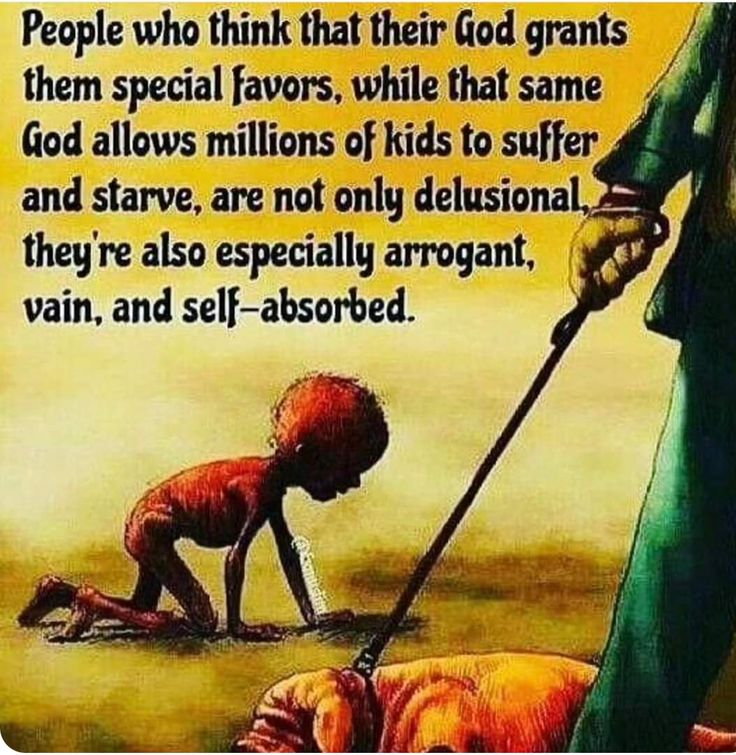 an image of a man holding a stick with two dogs in front of him and the words people who think that their god grants them special favors, while they