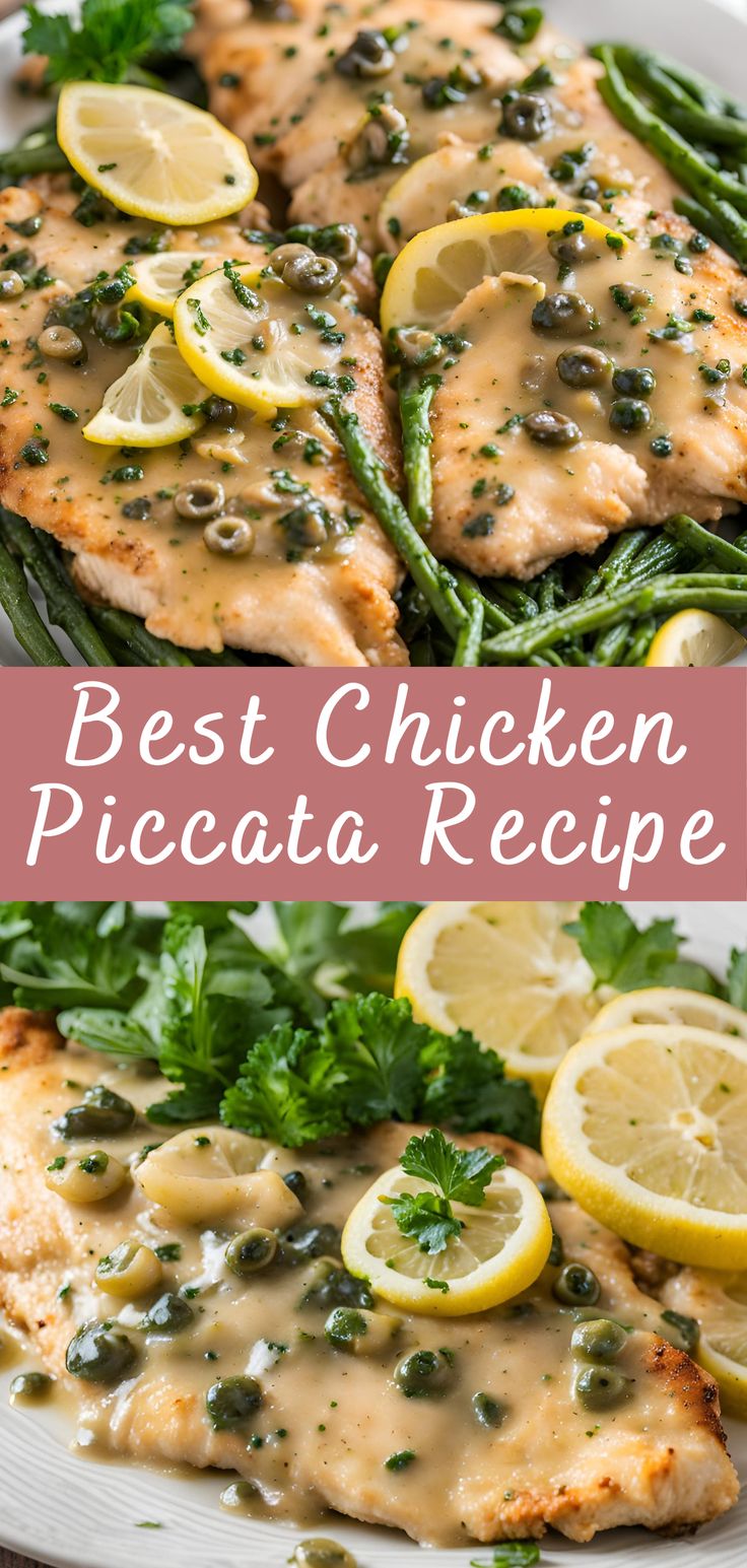 the best chicken piccata recipe with lemons, asparagus and parsley