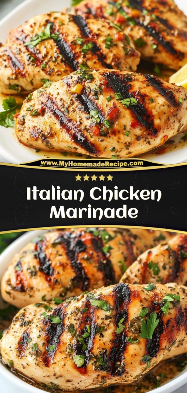 grilled italian chicken marinade on a white plate