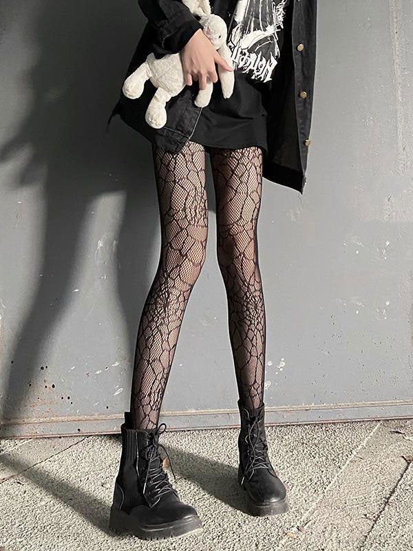 Style: Casual. SexyColor: BlackFabric Content: NylonFit Type: Slim fitDesign: Elasticated Waistband. Spider Web Pattern Featuring Spider Web Tights, Spiderman Noir, Mesh Stockings, Spider Web Pattern, Web Pattern, Fishnet Socks, Classic Lolita, Silk Stockings, Printed Tights