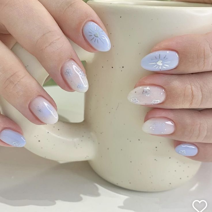 Vietnam Nails, Sabrina Nails, Korea Nail Art, Light Blue Nails, Korean Summer, Korean Nails, Simple Gel Nails, Summery Nails, Blush Nails