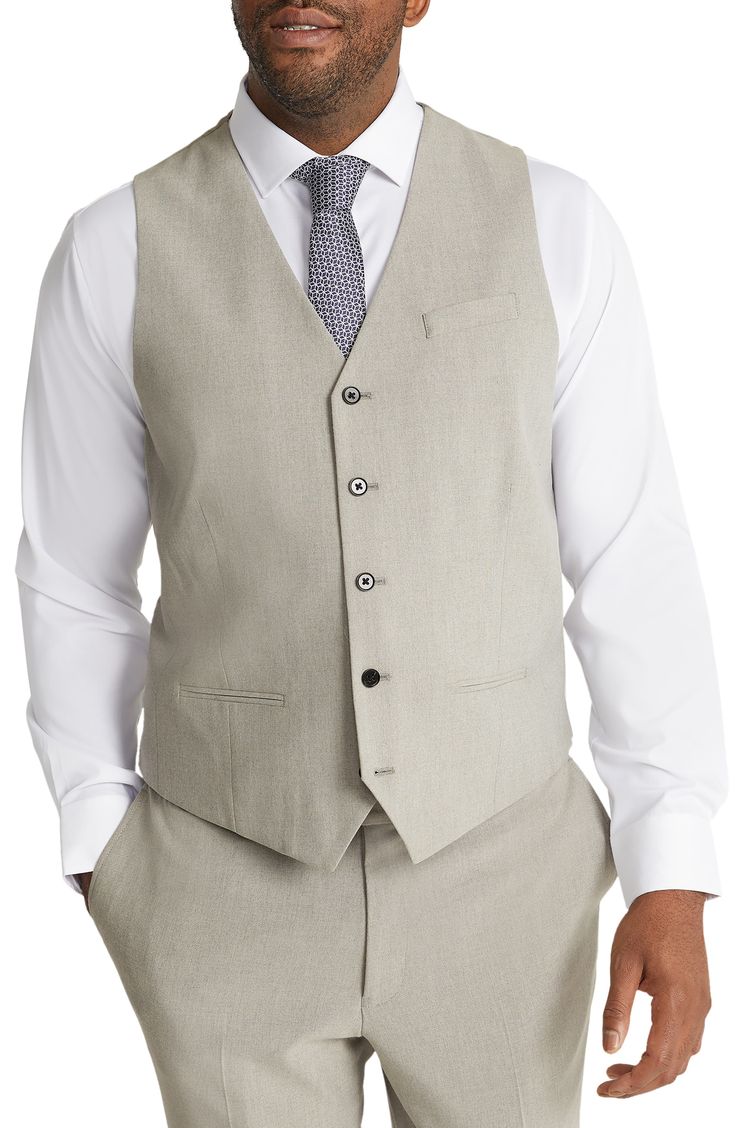 Take your formal look up a notch with this lightweight, stretch-woven waistcoat crafted in a fine mélange weave. 35% polyester, 34% recycled polyester, 29% viscose, 2% elastane     Dry clean     Imported Elegant Slim Fit Vest For Spring, Tailored Blazer With Vest For Office, Spring Tailored Sleeveless Suit, Wool Vest With Notch Lapel For Work, Classic Sleeveless Spring Suits, Spring Semi-formal Single Breasted Vest, Fitted Spring Suit With Vest, Fitted V-neck Business Casual Outerwear, Fitted Vest For Semi-formal Spring Occasions