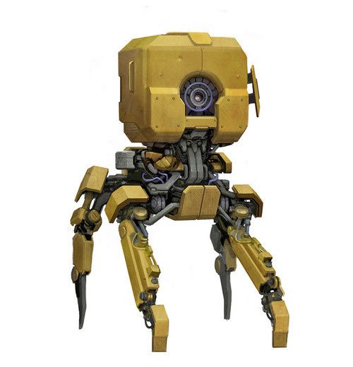 a yellow robot that is standing in the air