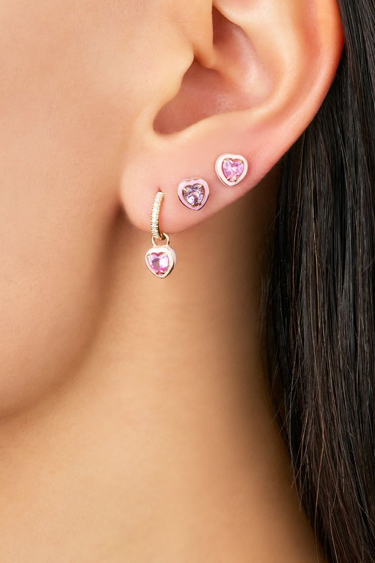 Add subtle sparkle and a touch of color to your ear. Select your choice of heart-shaped lab-created gemstone color, with a matching colored enamel border. Heart Cocktail, Heart Jewellery, Alison Lou, Emerald Blue, Yellow Citrine, Choker Style, Mini Heart, Gold Earrings Studs, White Topaz