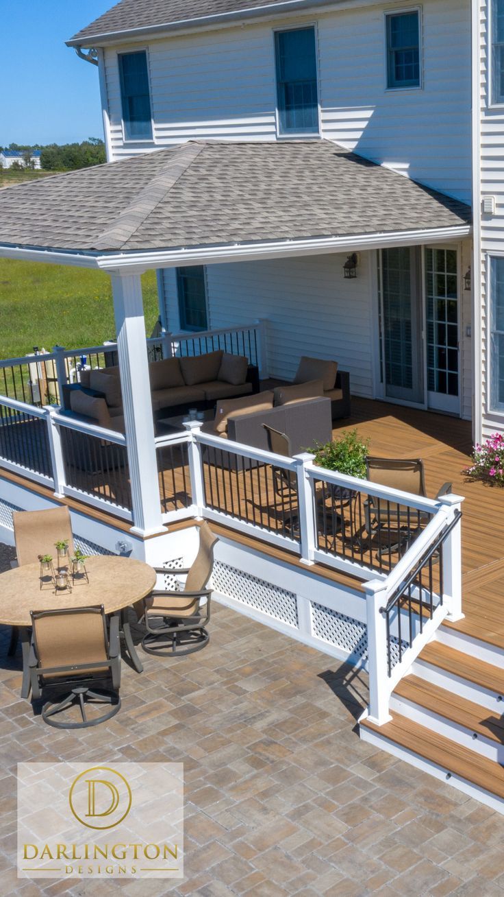 Outdoor Living, Deck, Covered Deck, Paver Patio Hardscape Patio, Patio Trellis, Beach Porch, Deck Renovation, Outdoor Living Deck, Covered Patio Design, Screened Porch Designs, Raised Patio, Concrete Patio Designs