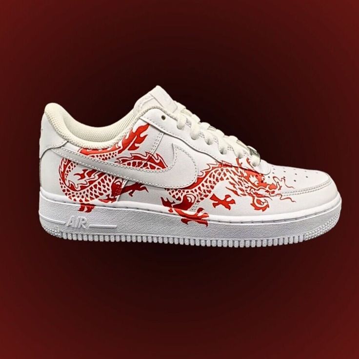 Custom hand painted shoes. Red dragon image design. Choice of color available upon request. Cost of shoes included in the price. Red Custom Sneakers With Artwork, Red Custom Sneakers With Custom Artwork, Custom Red Sneakers With Artwork, Custom Red Sneakers With Custom Artwork, Custom Red Sneakers For Streetwear, Red Custom Sneakers For Streetwear, Casual Red Sneakers With Custom Artwork, Custom Red Sneakers With Round Toe, Custom Red Hand Painted Sneakers