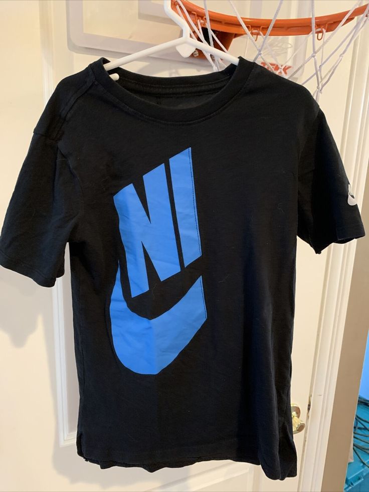 Nike Youth Small S Tee Shirt Black Boys. Condition is "Pre-owned". Shipped with USPS First Class. Nike Cotton Shirt For Streetwear, Nike Black Shirt With Letter Print, Nike Black Shirt For Streetwear, Black Cotton Nike Tops, Black Nike Cotton Top, Nike Black Cotton Tops, Nike Cotton Top, Nike Cotton Tops With Branding, Nike Black Tops With Logo Print