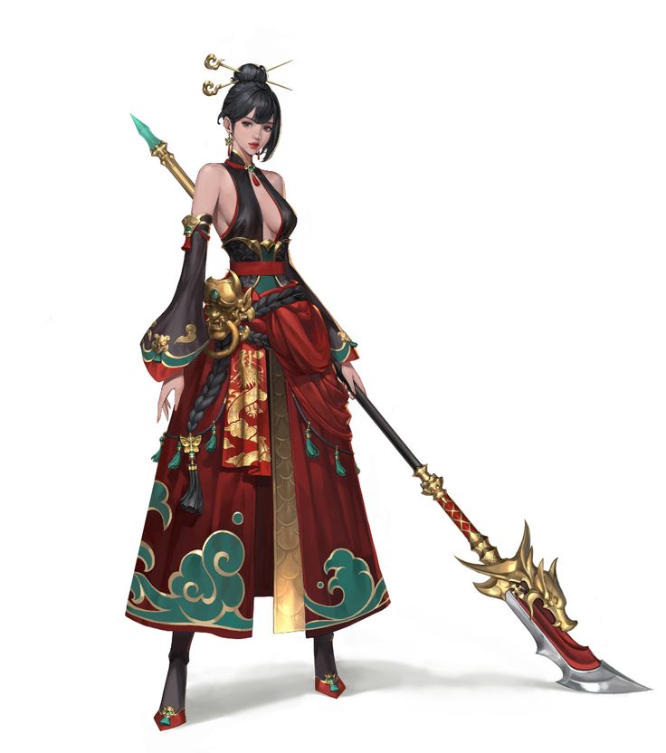 ArtStation - Oriental lancer girl Asian Character Design, Outfit Adopts, Female Samurai, Chinese Warrior, Clothes Reference, Game Character Design, Female Character, Red Panda, Girls Characters