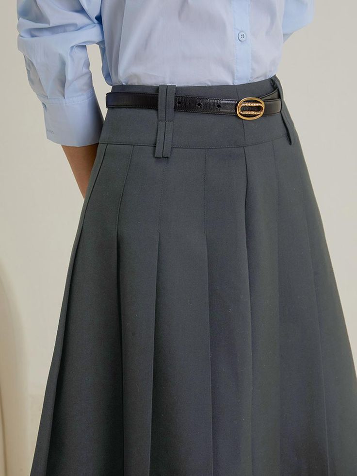 This is a feminine and romantic skirt by LANGSON that is made out of high quality polyester 100% fabric. With design detail of pleated detail for flared silhouette, it gives a trendy and feminine look. - Flared silhouette with overall pleats- Double belt loop on the waist- Feminine and modern mood Chic A-line Mini Skirt With Pleated Hem, Relaxed A-line Office Skirt, Formal Pleated A-line Maxi Skirt, Elegant A-line Maxi Skirt With Pleated Hem, Elegant A-line Mini Skirt With Lining, Flowy Solid Pleated Skirt, Flowy Skirt With Accordion Pleats In Solid Color, Formal A-line Pleated Skirt With Lining, Voluminous A-line Skirt With Pleated Hem