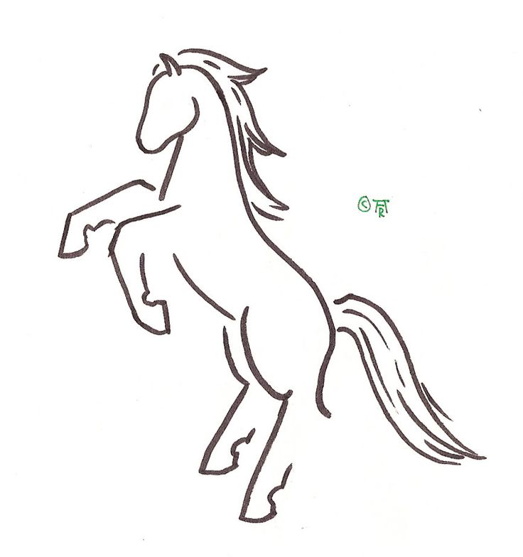 a drawing of a horse that is standing on its hind legs with the tail extended