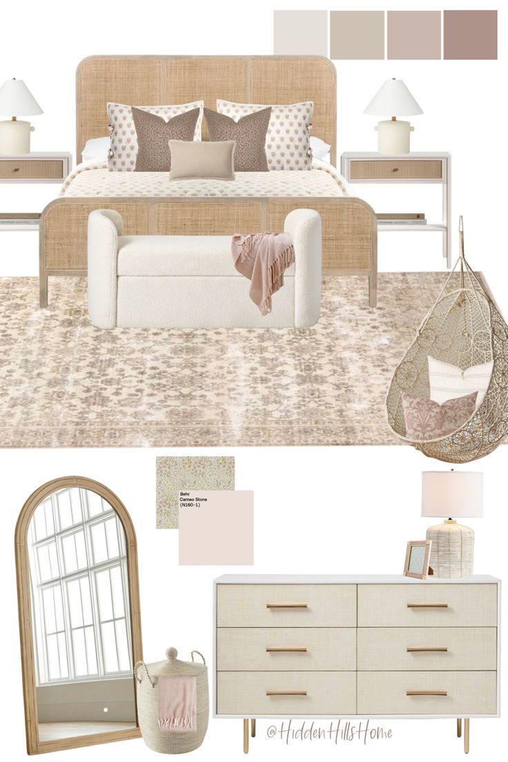 Girls bedroom decor mood board with pink and beige tones! Cute girls room decor idea Light Pink Neutral Bedroom, Girls Beige Bedroom, Beige Teenage Girl Bedroom, Beige And Pink Bedroom Ideas, Girls Queen Bed, Neutral Girls Bedroom Ideas, Teen Girl Neutral Bedroom, Beige Girls Bedroom, Neutral Teen Girl Bedroom