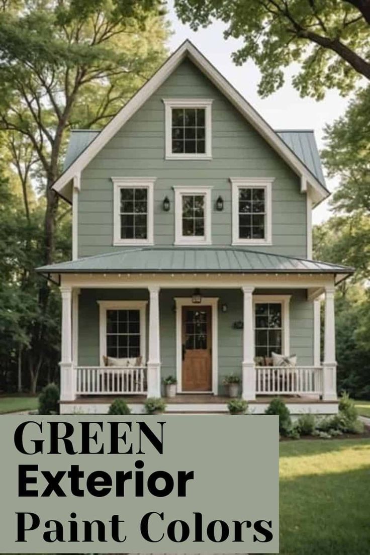 green exterior paint colors with the words, green exterior paint colors on it's front porch