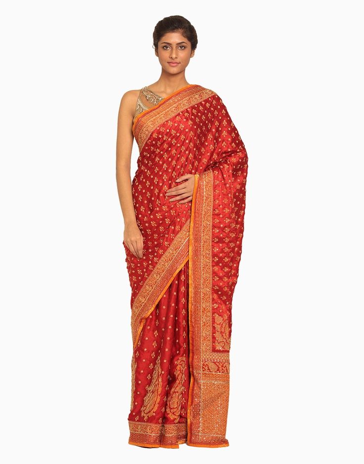 Designer Red Paithani Silk Pre-draped Saree, Red Unstitched Pre-draped Saree For Diwali, Traditional Red Pre-draped Embroidered Saree, Traditional Red Embroidered Pre-draped Saree, Festive Red Pre-draped Saree With Pallu, Red Pre-draped Saree With Pallu For Eid, Red Katan Silk Pre-draped Saree For Designer Wear, Red Pre-draped Saree With Resham Embroidery For Diwali, Traditional Red Pre-draped Saree With Resham Embroidery