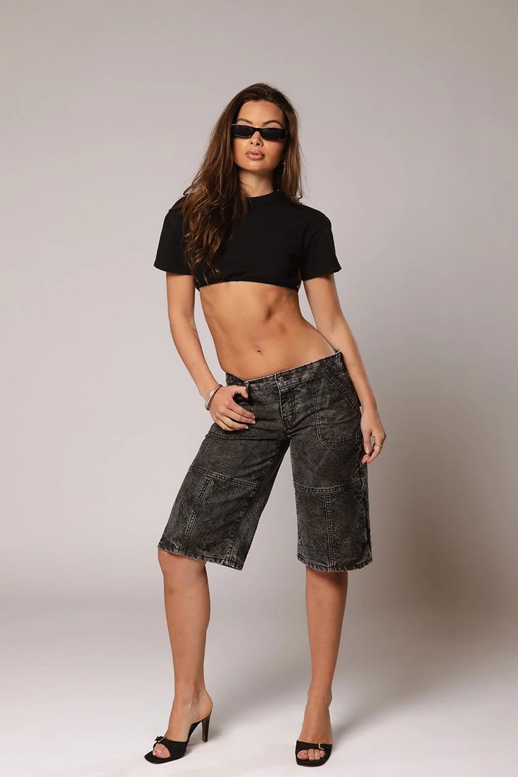 The Amelia Jort / Blackout Fitted Casual Bottoms For Summer, Fitted Short Leg Bottoms For Streetwear, Mid-rise Stretch Washed Black Bottoms, Edgy Fitted Bottoms With Built-in Shorts, Spring Washed Black Bottoms With Built-in Shorts, Versatile Fitted Bottoms For Summer, Versatile Fitted Summer Bottoms, Black Mid-rise Summer Pants, Mid-rise Black Summer Pants