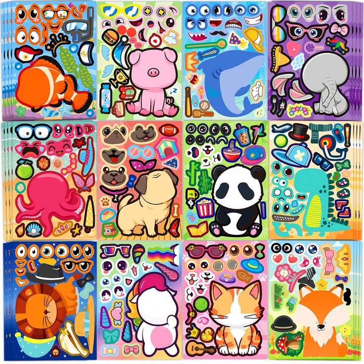 an image of many different animal stickers