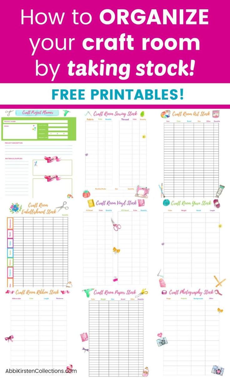 the free printable planner for organizing your craft room by taking stock