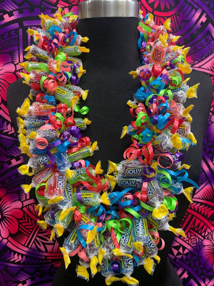 a colorful necklace made out of candy and candies