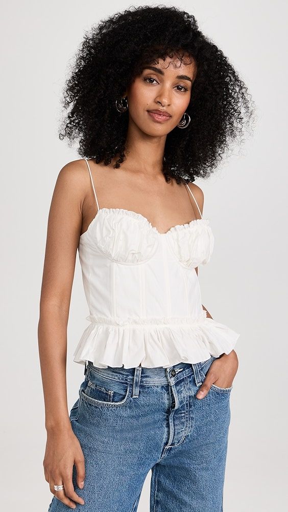 En Saison Raina Bustier Top | Shopbop Fitted Ruched Corset With Sweetheart Neckline, Fitted Spring Bodice With Corset Back, Lined Underbust Bodice, Fitted Underbust Bodice, Sleeveless Ruched Summer Corset, Sleeveless Ruched Corset For Summer, Ruched Fitted Overbust Corset, Sleeveless Ruched Fitted Corset, Fitted Ruched Overbust Corset