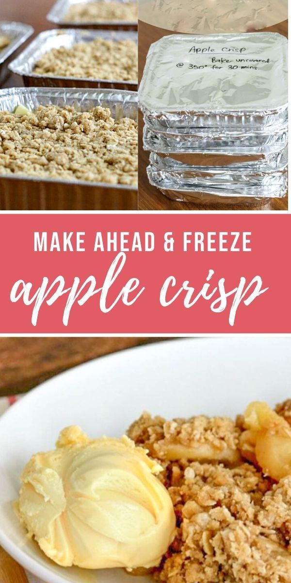 an apple crisp recipe is shown with the words make ahead and freeze it on top