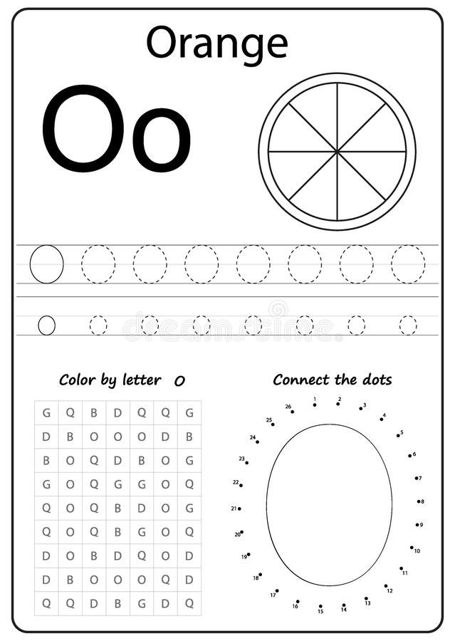 an orange worksheet with numbers to 10 and the letter o is for coloring