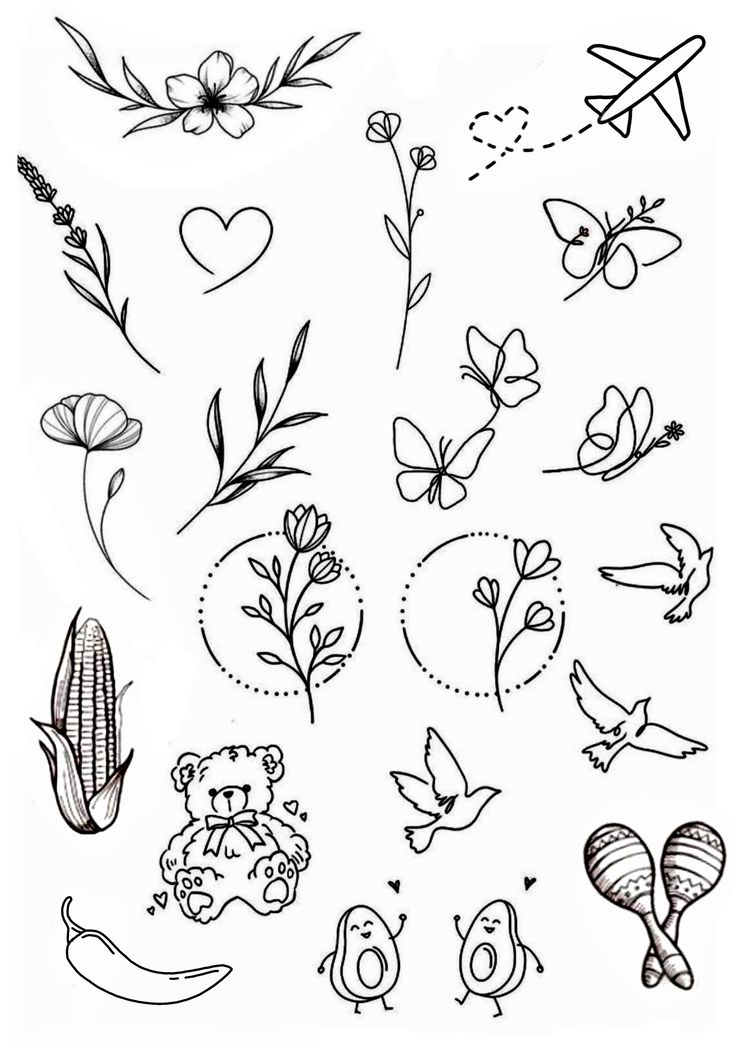 the different flowers and birds are drawn in black ink