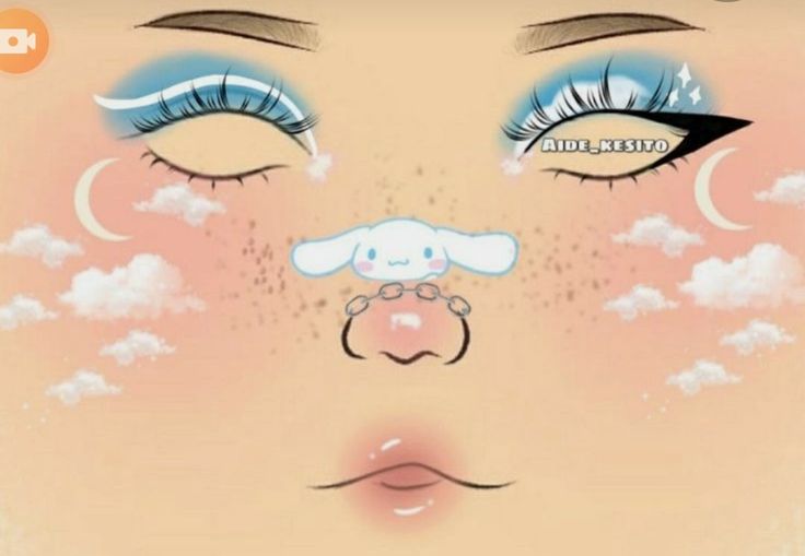 Cinnamon Roll Sanrio Makeup, Cinnamoroll Makeup Look, Cinnamon Roll Makeup, Cinnamoroll Makeup, Sanrio Cosplay, Dog Face Paints, Anna Makeup, Sanrio Makeup, Makeup Charts