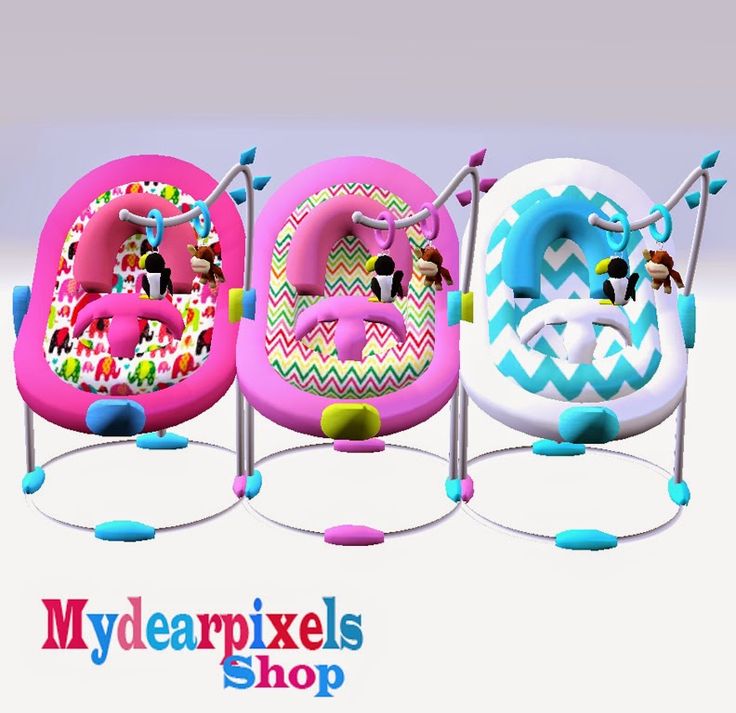 three children's chairs with different designs on them and the words mydearpixels shop