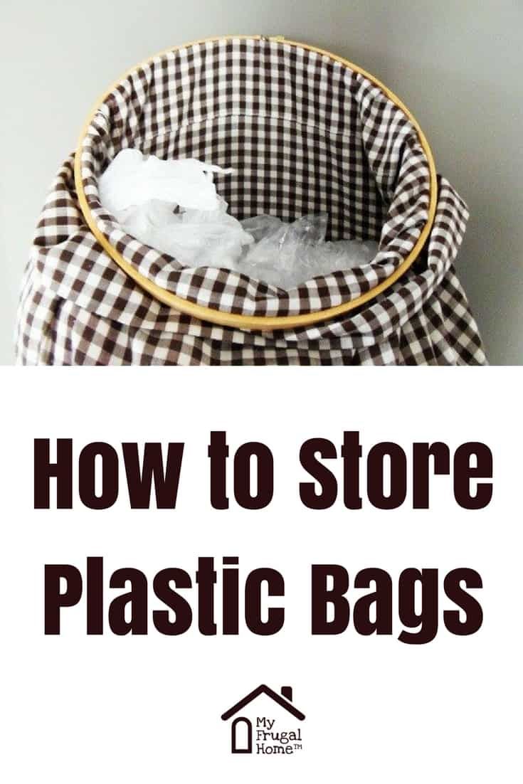 a basket filled with plastic bags and the words how to store plastic bags on it