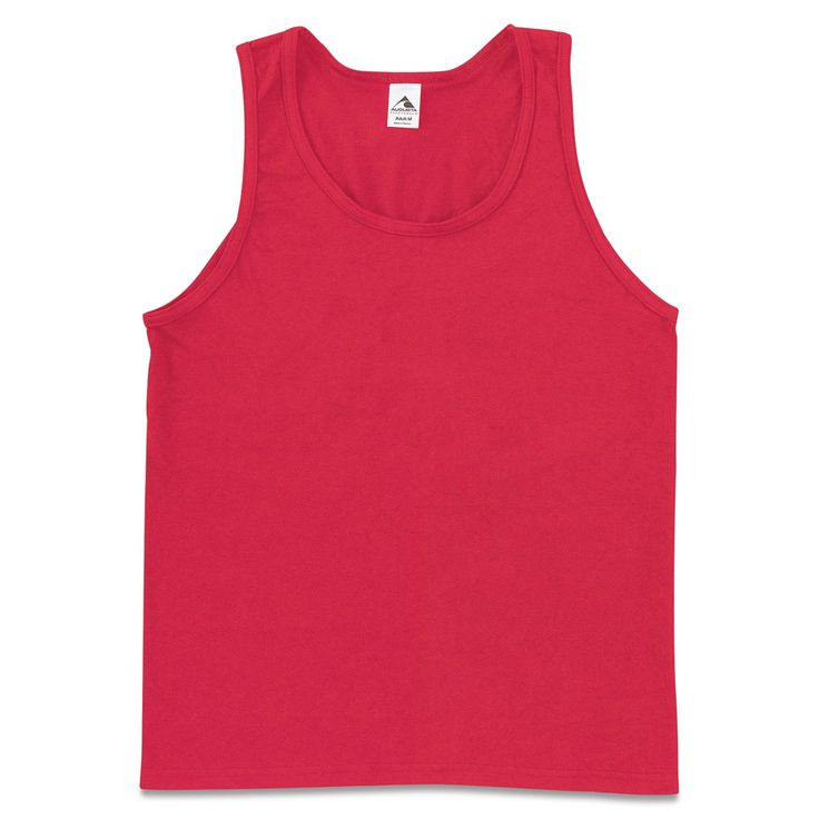 These adult tank tops are the perfect blank canvas for your own unique designs. Make one-of-a-kind tops for holidays  family events  and other special occasions. Available in multiple colors and sizes  these sleeveless tops are a 50/50 blend of polyester and cotton jersey knit. - Adult Tank Top - Red  Medium Affordable Red Sleeveless Tank Top, Pre-shrunk Cotton Sleeveless T-shirt, Red Cotton Racerback Tops, Solid Crew Neck Cotton Vest, Cotton Crew Neck Vest, Solid Cotton Crew Neck Vest, Pink Cotton Tank Vest, Red Cotton Racerback Tank Top, Solid Color Cotton Tank Top