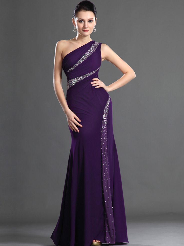 This Dress is fashionable for every occasion. the dress is made-to-order by professional tailors. You can choose from 50 colors, Regular sizes 2 to 16 and plus sizes 14w to 26W. Custom size is also available.. The product details: Color: Purple, Silhouette: Sheath, Neckline: One Shoulder, Waistline: Natural Waist, Length: Long, Primary Fabric: Chiffon Military Ball Dress, Beaded Bridesmaid Dress, One Shoulder Prom Dress, Long Cocktail Dress, Purple Bridesmaid Dresses, Satin Cocktail Dress, Chique Outfits, Perfect Prom Dress, Chiffon Prom Dress