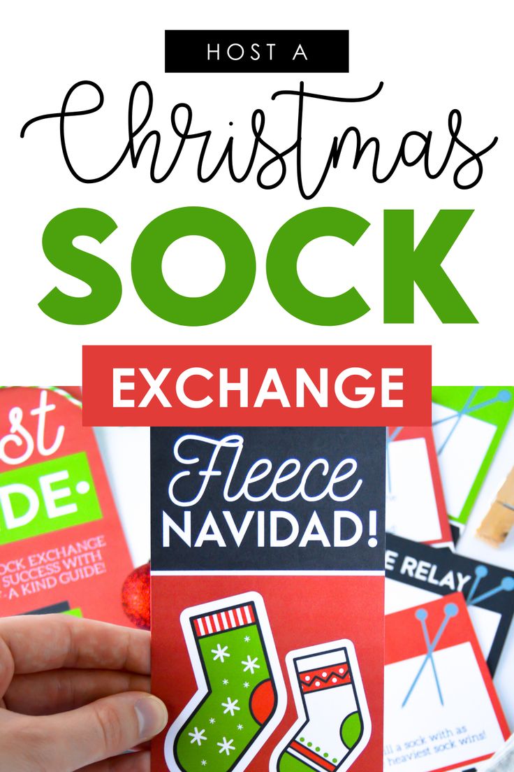 christmas sock exchange with text overlay that reads host a christmas sock exchange exchange